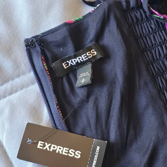 Express Women's Maxi Dreass Black Floral Strapy NWT Chiffon Resort Vacation Sz S - Picture 7 of 10